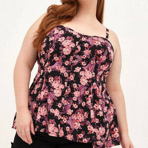 Torrid 4 (4X 26) Disney Princess Floral Fit N Flare Georgette Cami Tank Top New